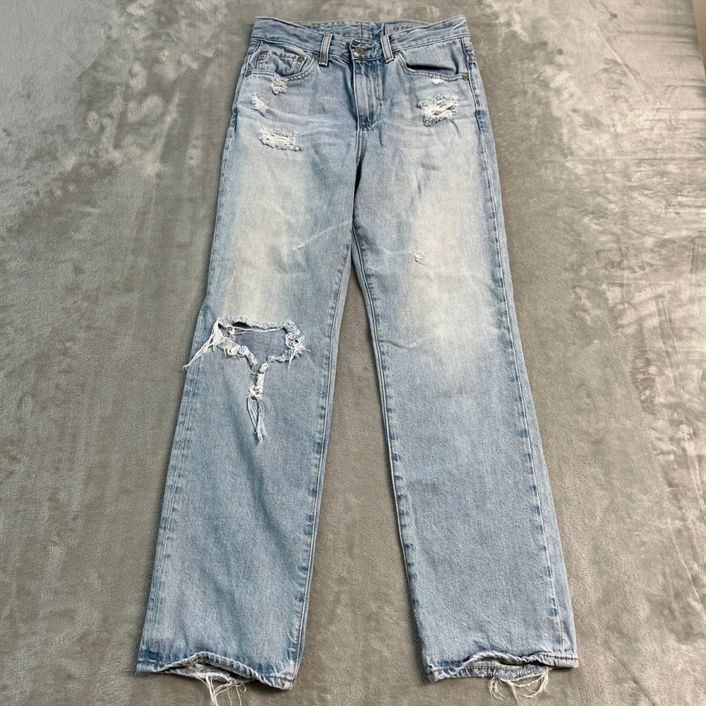 AG Adriano Goldschmied The Rhett High Waist Straight Leg Distressed Jeans 25R